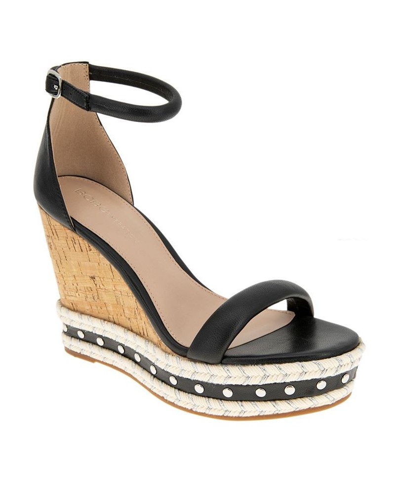 Women's Narida Wedge Sandal Black $33.11 Shoes