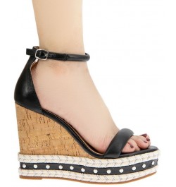 Women's Narida Wedge Sandal Black $33.11 Shoes