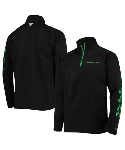 Men's Black Oregon Ducks Terminal Tackle Fleece Raglan Omni-Shade Quarter-Zip Jacket $43.99 Jackets