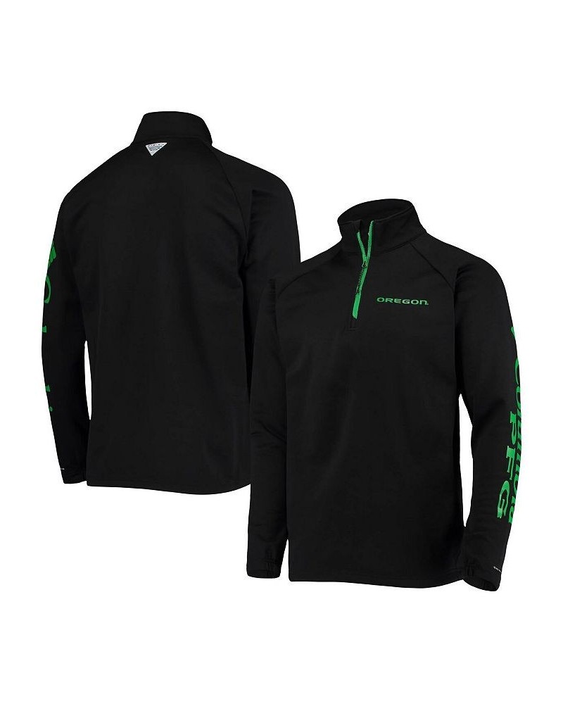 Men's Black Oregon Ducks Terminal Tackle Fleece Raglan Omni-Shade Quarter-Zip Jacket $43.99 Jackets