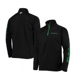 Men's Black Oregon Ducks Terminal Tackle Fleece Raglan Omni-Shade Quarter-Zip Jacket $43.99 Jackets