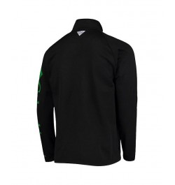 Men's Black Oregon Ducks Terminal Tackle Fleece Raglan Omni-Shade Quarter-Zip Jacket $43.99 Jackets