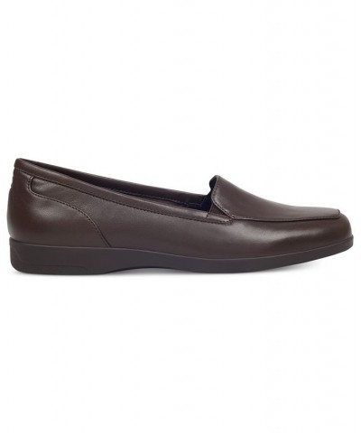 Women's Devitt Square Toe Slip-on Casual Flats Brown $43.61 Shoes