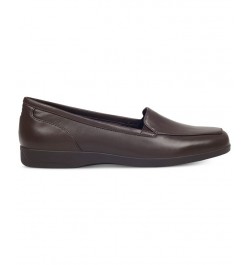 Women's Devitt Square Toe Slip-on Casual Flats Brown $43.61 Shoes