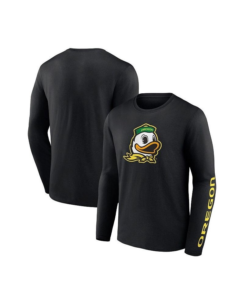 Men's Branded Black Oregon Ducks Double Time 2-Hit Long Sleeve T-shirt $24.74 T-Shirts