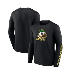 Men's Branded Black Oregon Ducks Double Time 2-Hit Long Sleeve T-shirt $24.74 T-Shirts