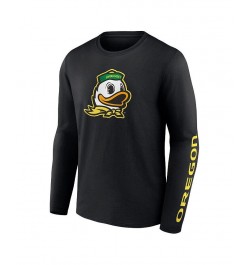 Men's Branded Black Oregon Ducks Double Time 2-Hit Long Sleeve T-shirt $24.74 T-Shirts