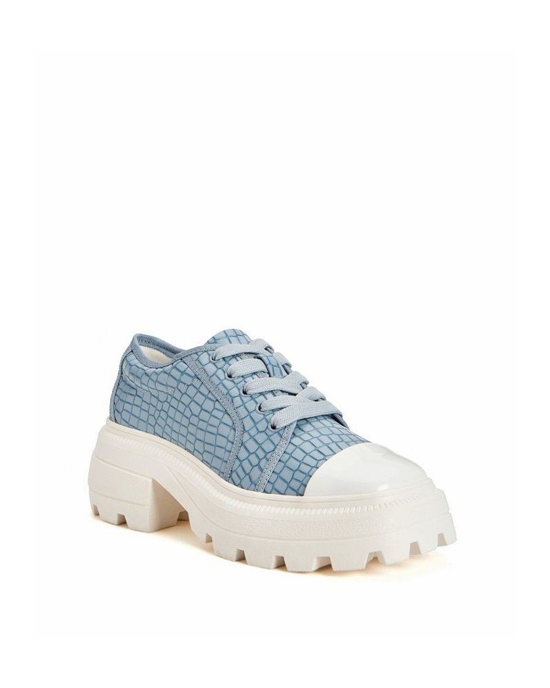 Women's The Geli Solid Lace-up Lug Sole Sneakers Blue $32.40 Shoes