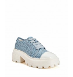 Women's The Geli Solid Lace-up Lug Sole Sneakers Blue $32.40 Shoes