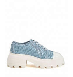 Women's The Geli Solid Lace-up Lug Sole Sneakers Blue $32.40 Shoes