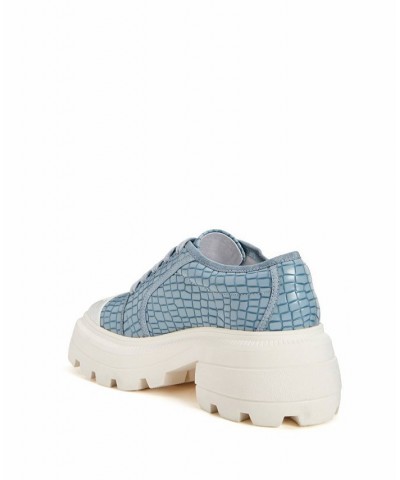 Women's The Geli Solid Lace-up Lug Sole Sneakers Blue $32.40 Shoes