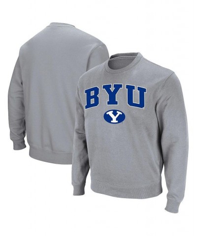 Men's Heathered Gray BYU Cougars Team Arch & Logo Tackle Twill Pullover Sweatshirt $30.00 Sweatshirt