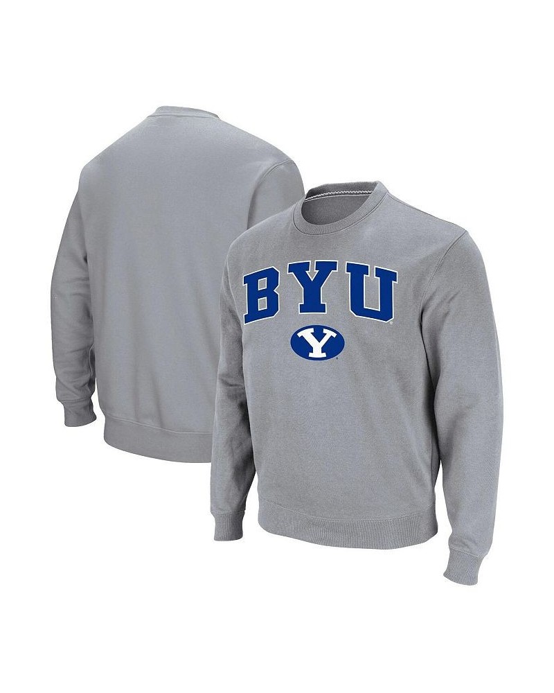 Men's Heathered Gray BYU Cougars Team Arch & Logo Tackle Twill Pullover Sweatshirt $30.00 Sweatshirt