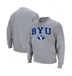 Men's Heathered Gray BYU Cougars Team Arch & Logo Tackle Twill Pullover Sweatshirt $30.00 Sweatshirt