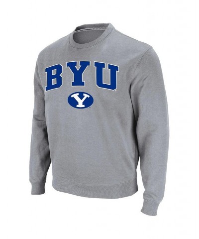 Men's Heathered Gray BYU Cougars Team Arch & Logo Tackle Twill Pullover Sweatshirt $30.00 Sweatshirt