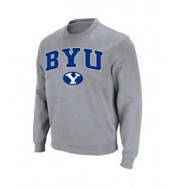 Men's Heathered Gray BYU Cougars Team Arch & Logo Tackle Twill Pullover Sweatshirt $30.00 Sweatshirt