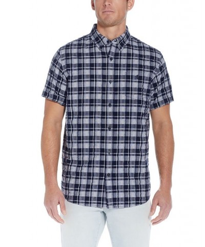 Men's Short Sleeve Seersucker Button Down Shirt Gray $30.10 Shirts