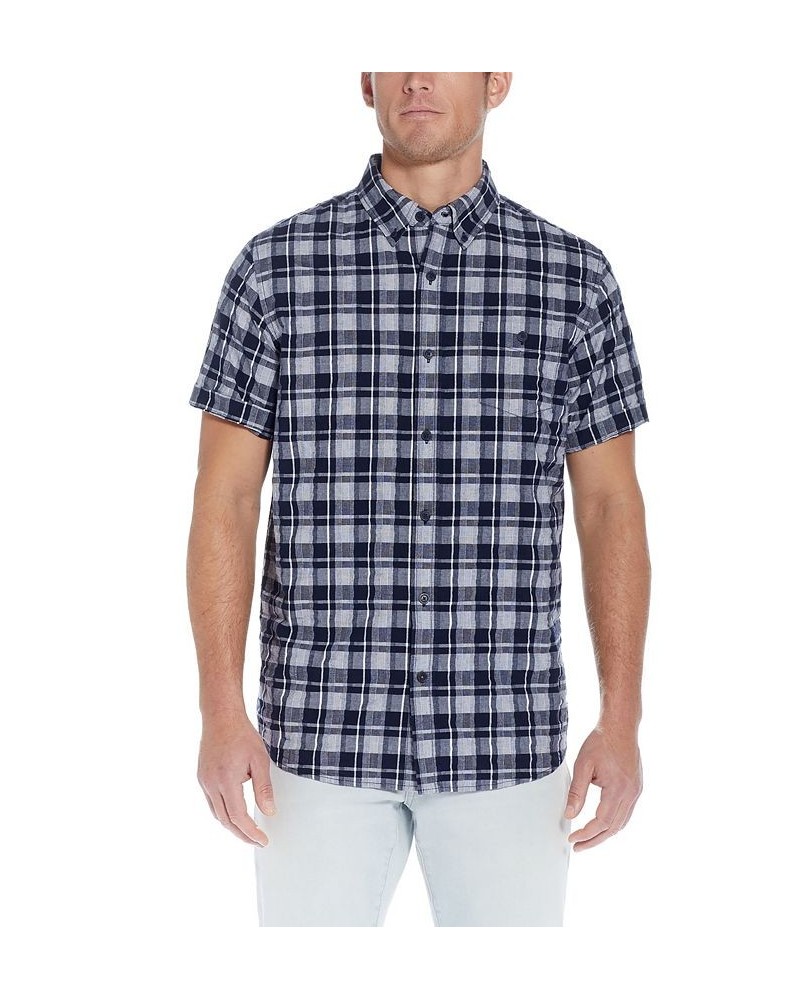 Men's Short Sleeve Seersucker Button Down Shirt Gray $30.10 Shirts