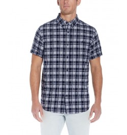 Men's Short Sleeve Seersucker Button Down Shirt Gray $30.10 Shirts