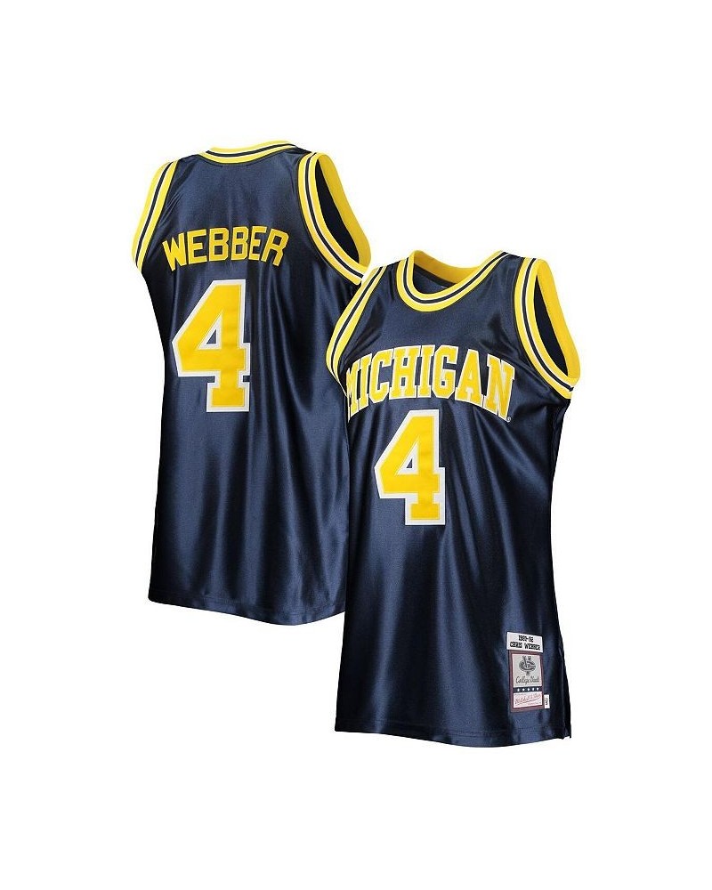 Men's Chris Webber Navy Michigan Wolverines 1991-92 Authentic Throwback College Jersey $139.50 Jersey