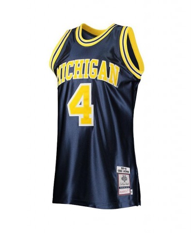 Men's Chris Webber Navy Michigan Wolverines 1991-92 Authentic Throwback College Jersey $139.50 Jersey