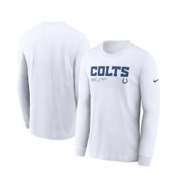 Men's White Indianapolis Colts Infograph Lock Up Performance Long Sleeve T-shirt $22.55 T-Shirts