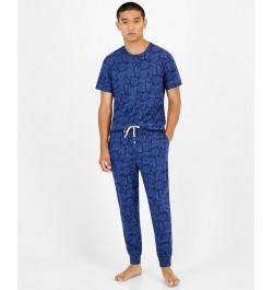 Men's Bandana-Print Pajama Joggers Blue $14.16 Pajama