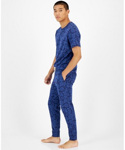 Men's Bandana-Print Pajama Joggers Blue $14.16 Pajama