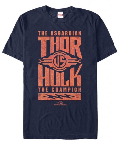 Marvel Men's Thor Ragnarok The Asgardian Thor Vs. The Hulk Short Sleeve T-Shirt Blue $16.80 T-Shirts