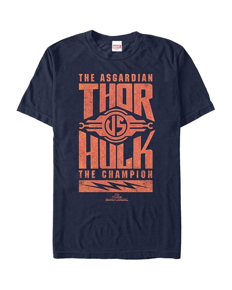 Marvel Men's Thor Ragnarok The Asgardian Thor Vs. The Hulk Short Sleeve T-Shirt Blue $16.80 T-Shirts