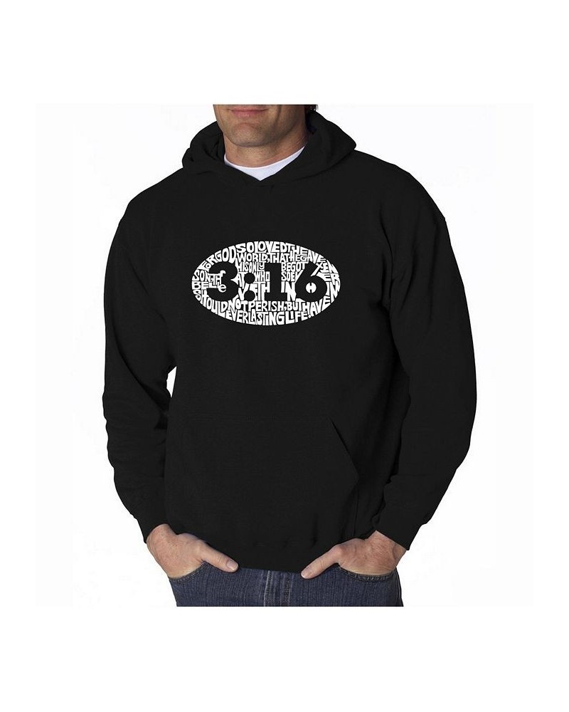 Men's Word Art Hoodie - John 3:16 Black $27.60 Sweatshirt