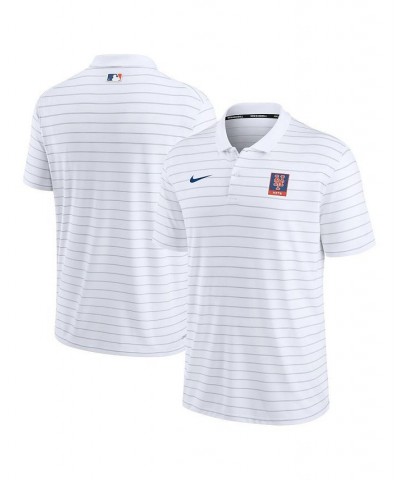 Men's White New York Mets Authentic Collection Striped Performance Pique Polo Shirt $32.25 Polo Shirts