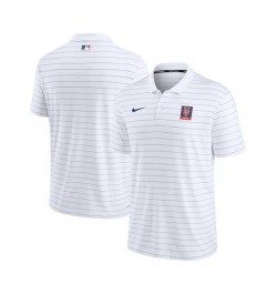 Men's White New York Mets Authentic Collection Striped Performance Pique Polo Shirt $32.25 Polo Shirts