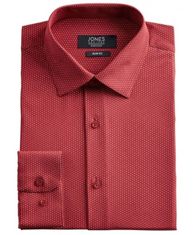 Men's Slim-Fit Performance Stretch Cooling Tech Red/White Dot-Print Dress Shirt Red $19.48 Dress Shirts