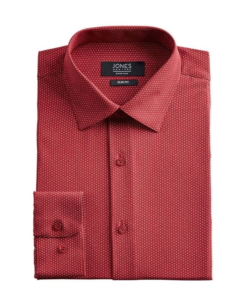 Men's Slim-Fit Performance Stretch Cooling Tech Red/White Dot-Print Dress Shirt Red $19.48 Dress Shirts