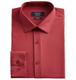 Men's Slim-Fit Performance Stretch Cooling Tech Red/White Dot-Print Dress Shirt Red $19.48 Dress Shirts