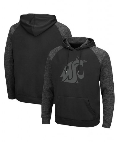 Men's Black Washington State Cougars Blackout 3.0 Tonal Raglan Pullover Hoodie $36.39 Sweatshirt