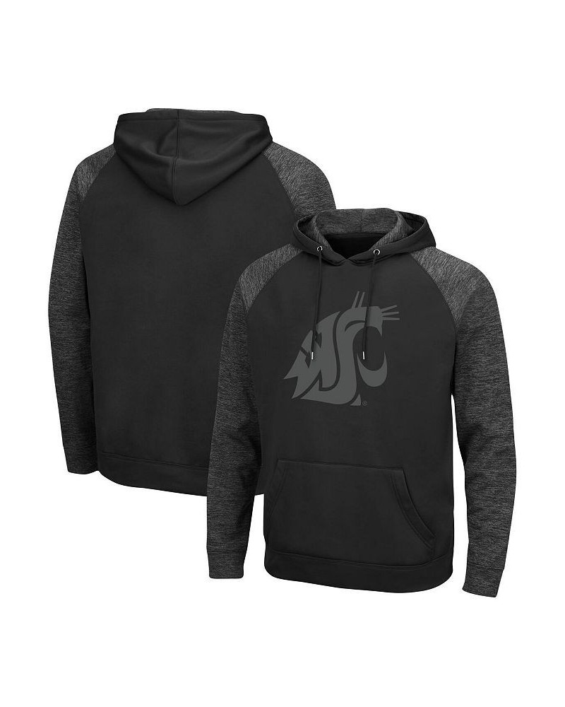 Men's Black Washington State Cougars Blackout 3.0 Tonal Raglan Pullover Hoodie $36.39 Sweatshirt