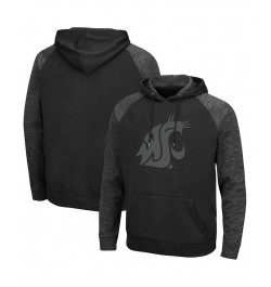 Men's Black Washington State Cougars Blackout 3.0 Tonal Raglan Pullover Hoodie $36.39 Sweatshirt