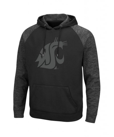 Men's Black Washington State Cougars Blackout 3.0 Tonal Raglan Pullover Hoodie $36.39 Sweatshirt