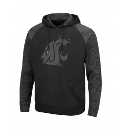 Men's Black Washington State Cougars Blackout 3.0 Tonal Raglan Pullover Hoodie $36.39 Sweatshirt