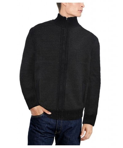 Men's Full-Zip High Neck Sweater Jacket Charcoal $37.44 Sweaters