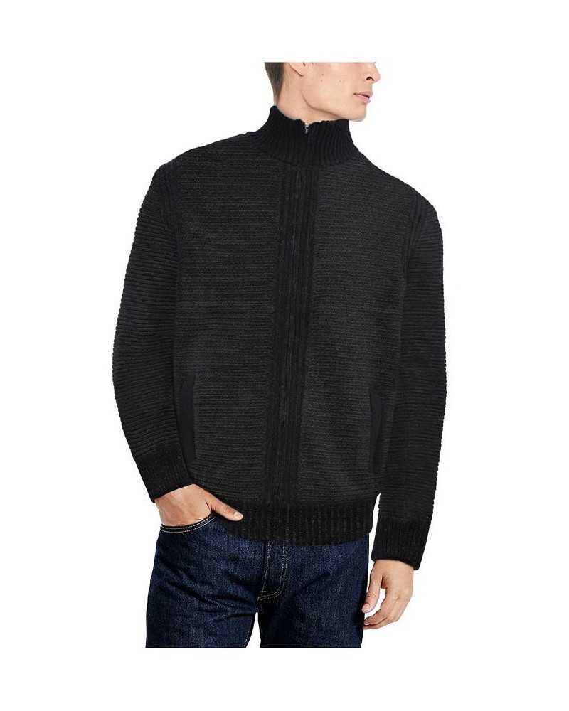 Men's Full-Zip High Neck Sweater Jacket Charcoal $37.44 Sweaters