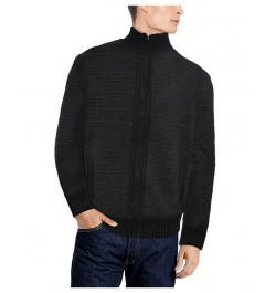 Men's Full-Zip High Neck Sweater Jacket Charcoal $37.44 Sweaters