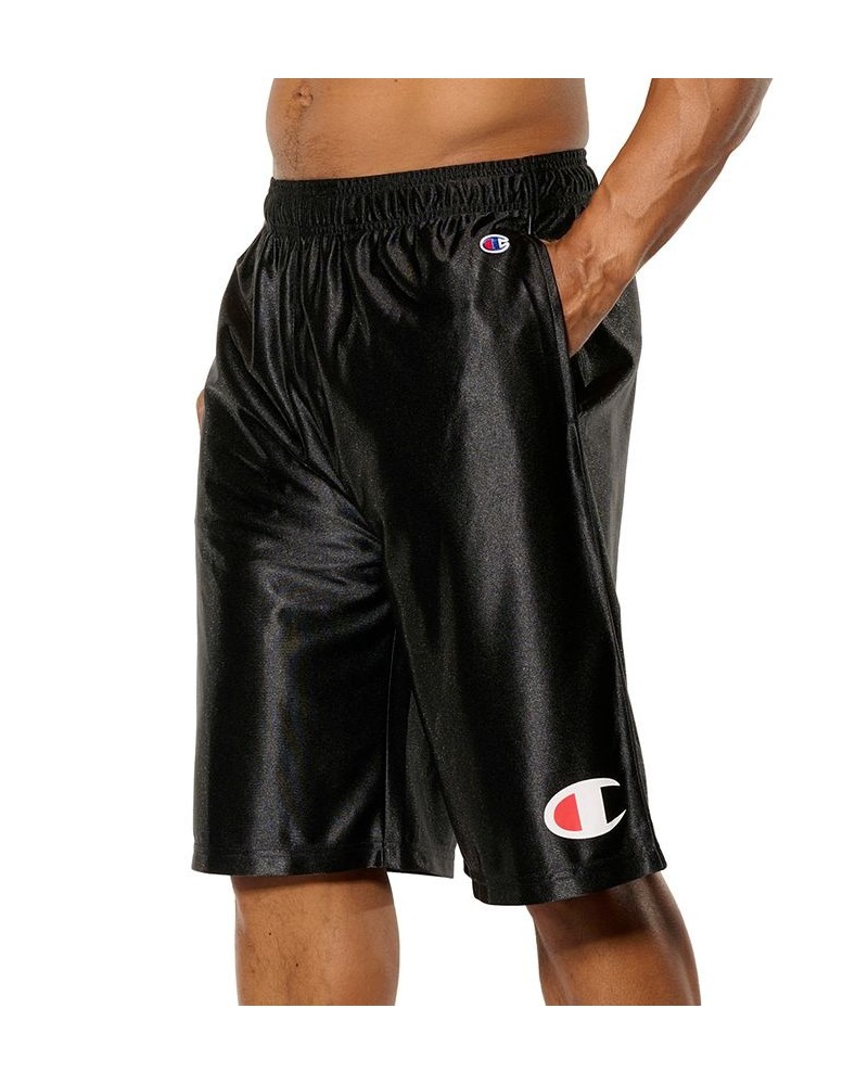 Men's Dazzle Shiny Solid Logo Relaxed Shorts Black $12.00 Shorts