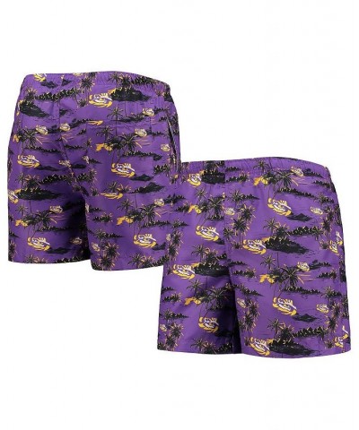 Men's Purple LSU Tigers Island Palm Swim Trunks $18.80 Swimsuits