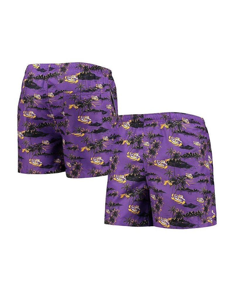 Men's Purple LSU Tigers Island Palm Swim Trunks $18.80 Swimsuits