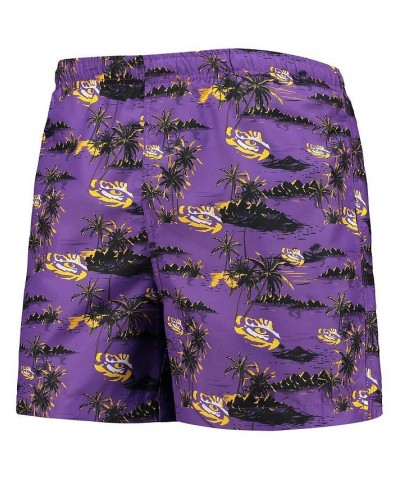 Men's Purple LSU Tigers Island Palm Swim Trunks $18.80 Swimsuits