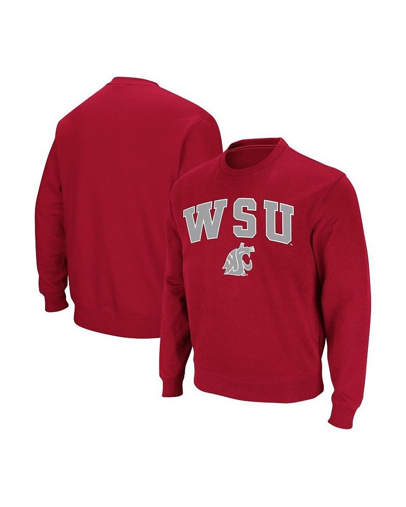 Men's Crimson Washington State Cougars Arch & Logo Crew Neck Sweatshirt $24.43 Sweatshirt