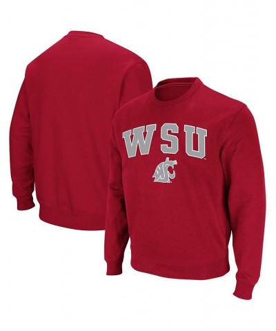 Men's Crimson Washington State Cougars Arch & Logo Crew Neck Sweatshirt $24.43 Sweatshirt